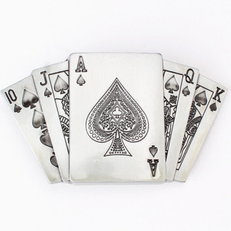 GÜRTELSCHNALLE METAL BELT BUCKLE POKER KARTEN MÄNNER GÜRTEL SILBER SCHWARZ