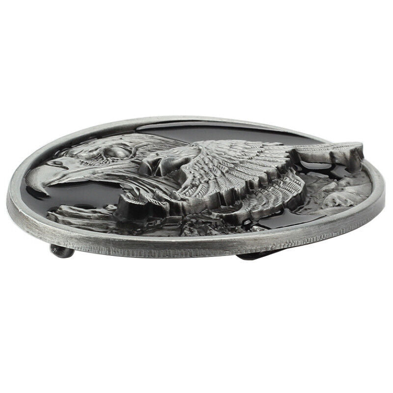 GÜRTELSCHNALLE METAL BIKER MÄNNER BUCKLE BELT ADLER COWBOY GÜRTEL SCHNALLE GRAU
