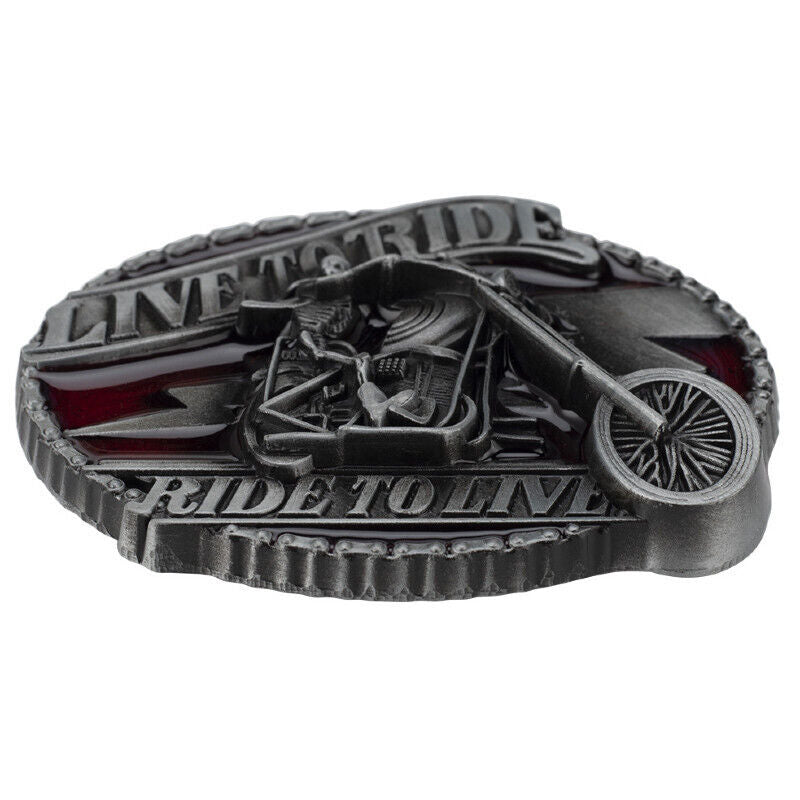 GÜRTELSCHNALLE METAL SKULL BIKER MÄNNER BUCKLE BELT TOTENKOPF GÜRTEL SKELETT ROT