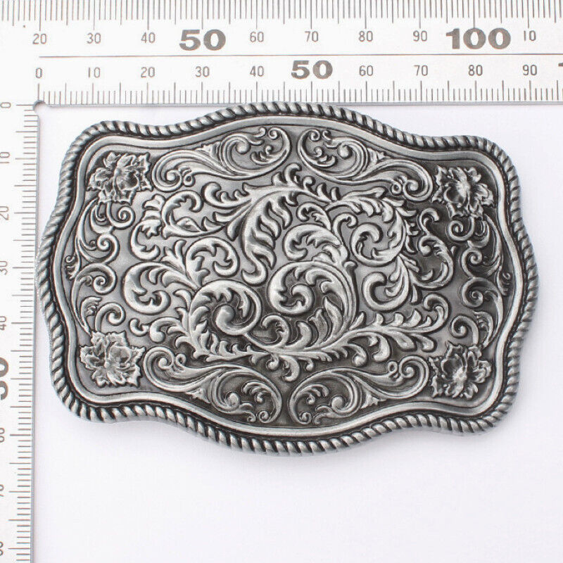 GÜRTELSCHNALLE METAL COWBOY WESTERN MÄNNER BELT BUCKLE SILBER GÜRTEL GRAU BLUME