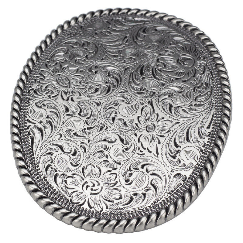 GÜRTELSCHNALLE METAL COWBOY WESTERN MÄNNER BELT BUCKLE SILBER GÜRTEL GRAU BLUME