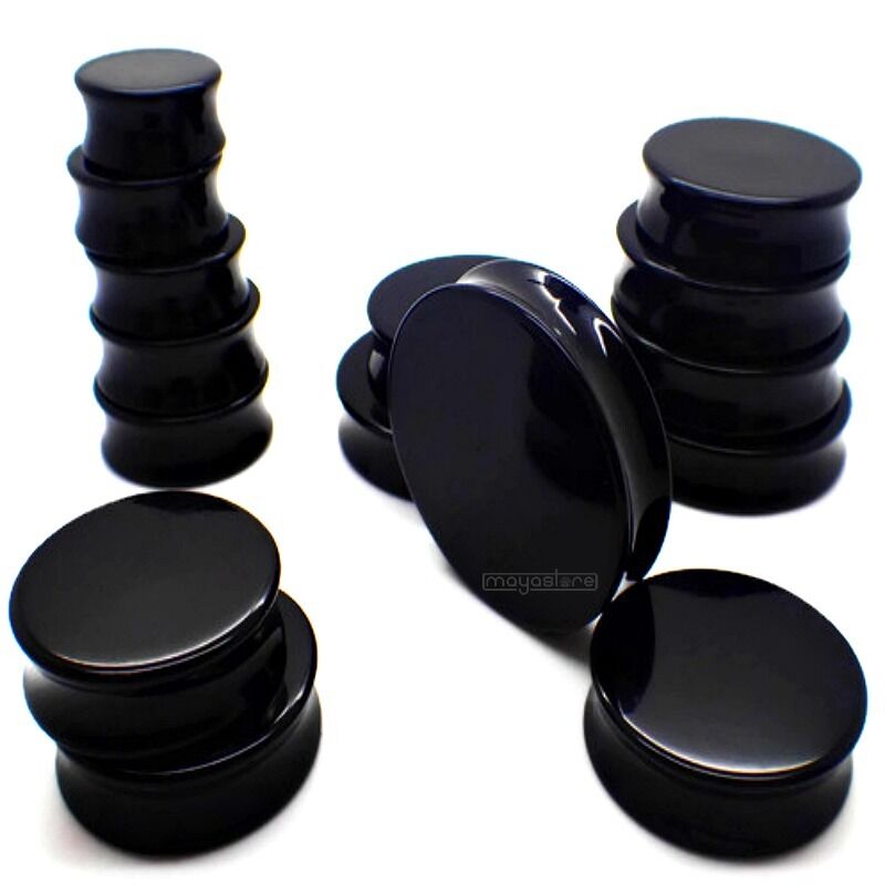 3MM-50MM SCHWARZ BLACK OHR PLUG PLUGS RETAINER ACRYL FLESH TUNNEL BIG SIZE