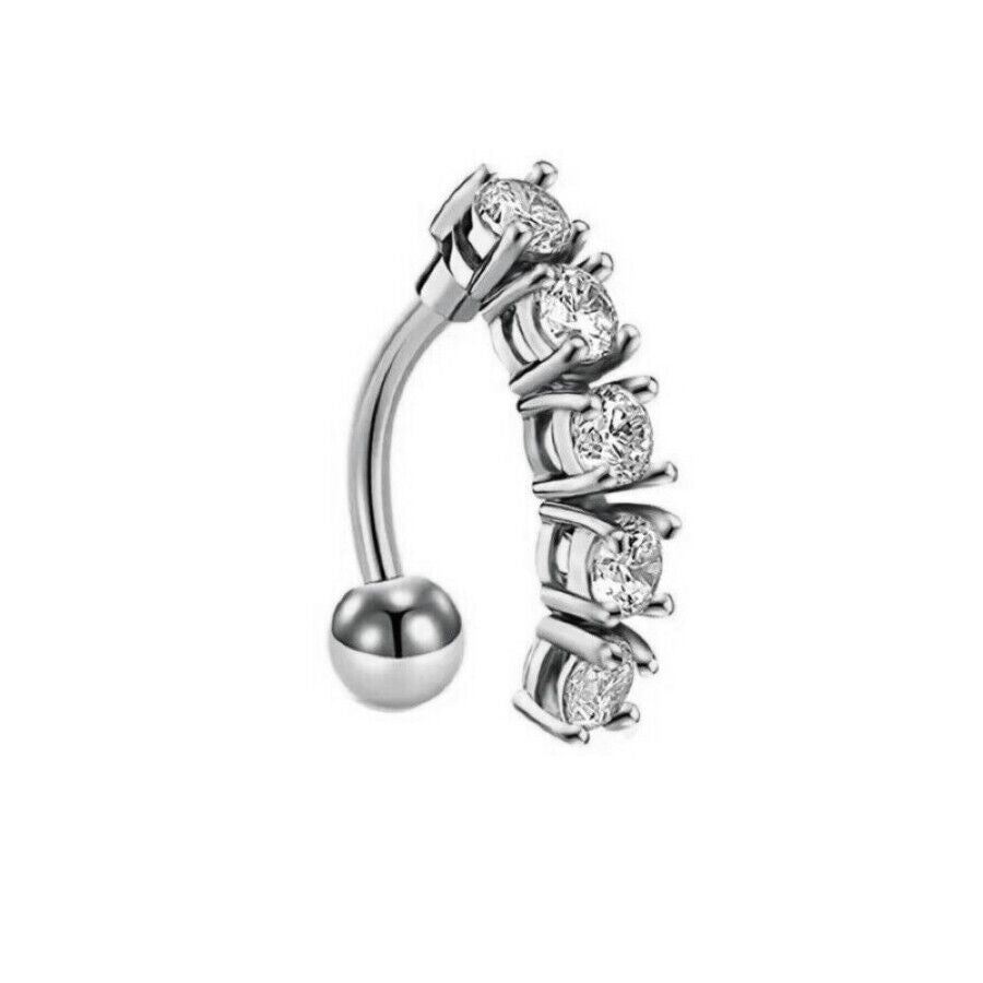 EDELSTAHL BAUCHNABELPIERCING BAUCHNABEL PIERCING SILBER ZIRKONIA