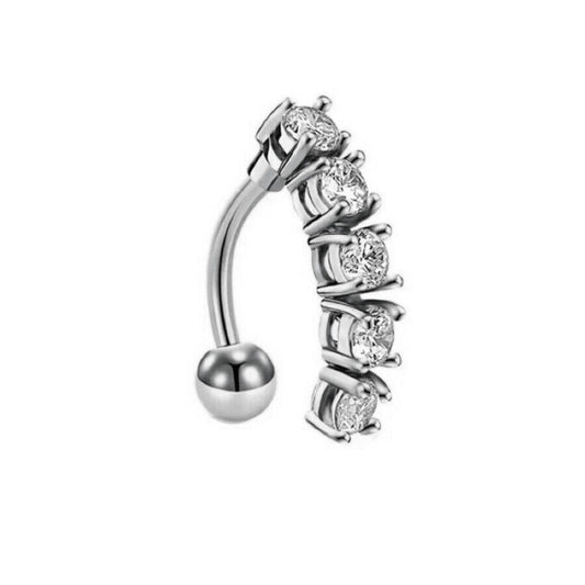 EDELSTAHL BAUCHNABELPIERCING BAUCHNABEL PIERCING SILBER ZIRKONIA