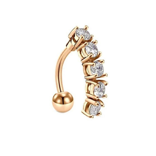 EDELSTAHL BAUCHNABELPIERCING BAUCHNABEL PIERCING GOLD ZIRKONIA