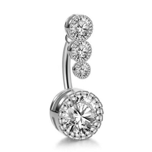 EDELSTAHL BAUCHNABELPIERCING BAUCHNABEL PIERCING SILBER ZIRKONIA