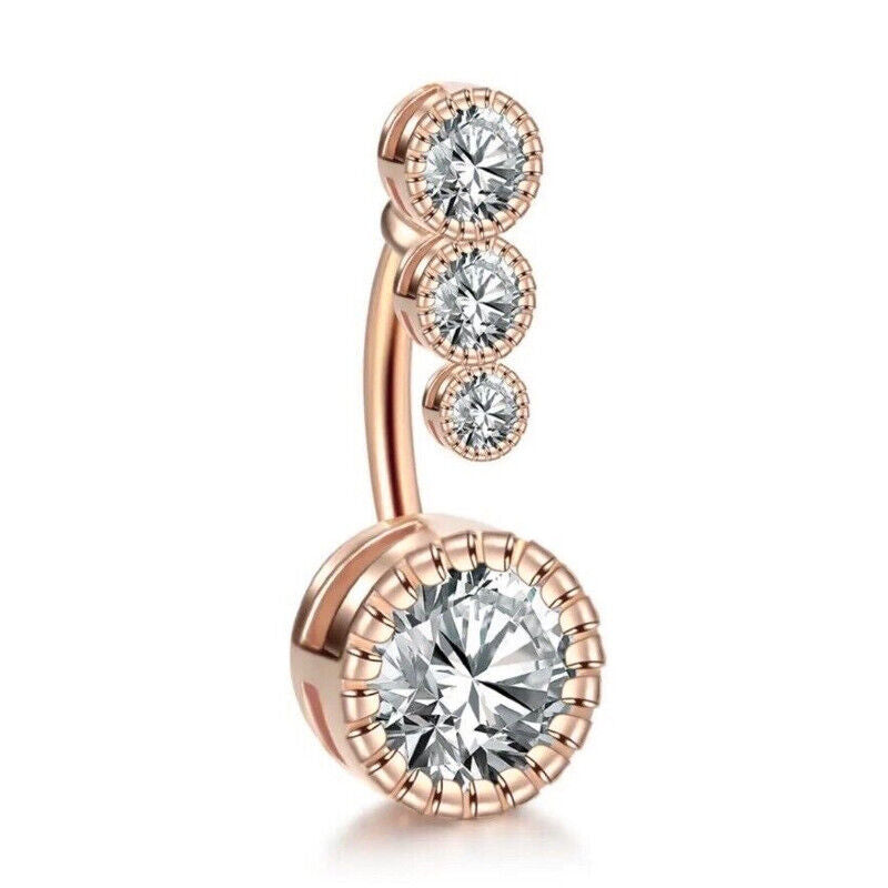 EDELSTAHL BAUCHNABELPIERCING BAUCHNABEL PIERCING ROSEGOLD ZIRKONIA