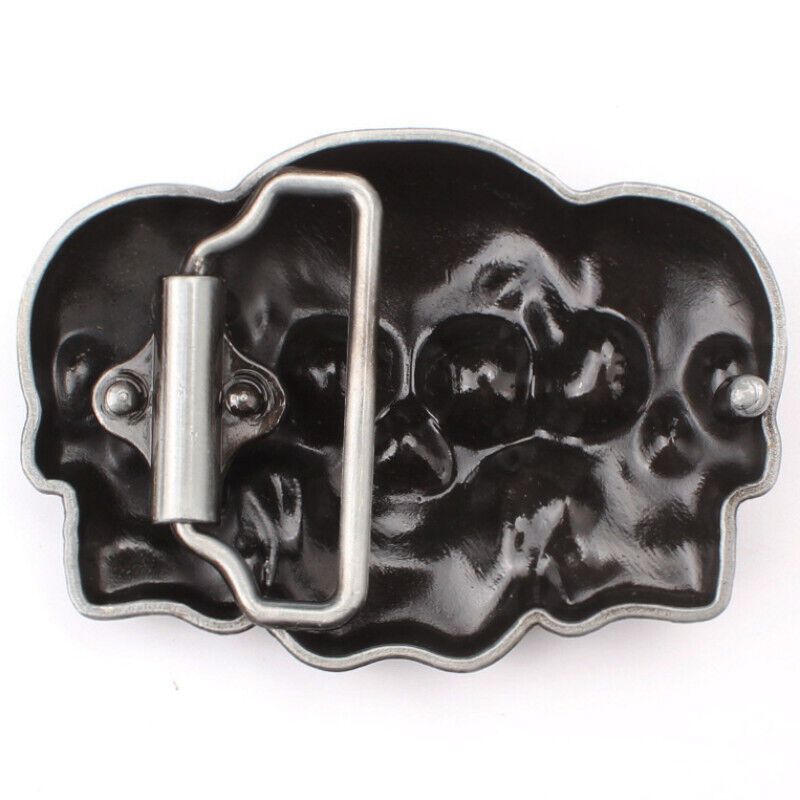 GÜRTELSCHNALLE METAL SKULL BIKER MÄNNER BUCKLE BELT TOTENKOPF SILBER GÜRTEL GRAU