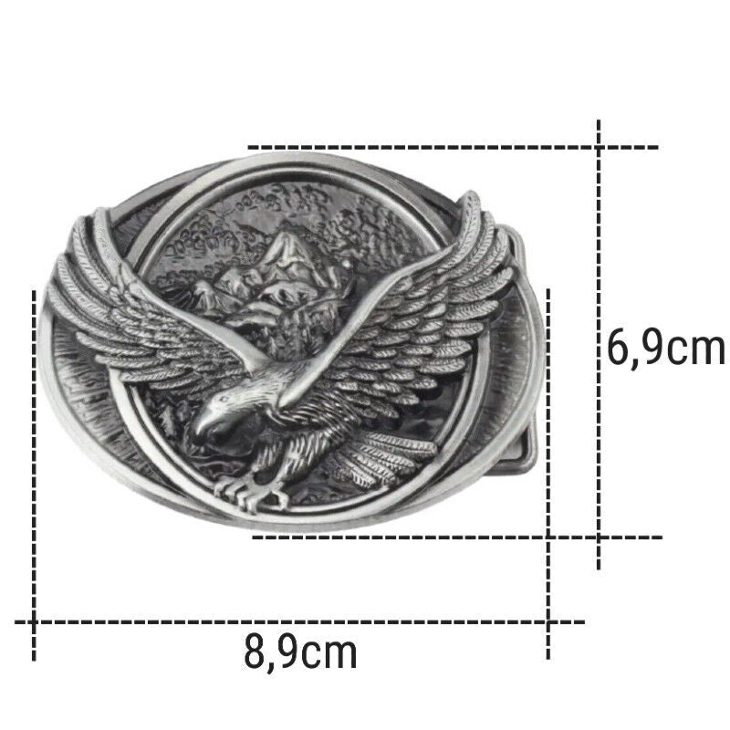 GÜRTELSCHNALLE METAL BIKER MÄNNER BUCKLE BELT COWBOY ADLER GÜRTEL GRAU BERGE