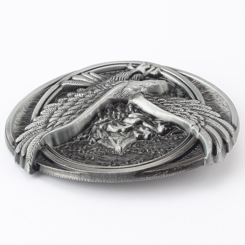 GÜRTELSCHNALLE METAL BIKER MÄNNER BUCKLE BELT COWBOY ADLER GÜRTEL GRAU BERGE