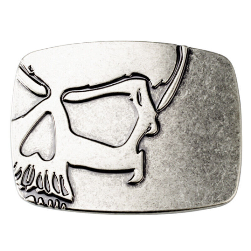 GÜRTELSCHNALLE METAL SKULL BIKER MÄNNER BELT BUCKLE TOTENKOPF SILBER GÜRTEL GRAU