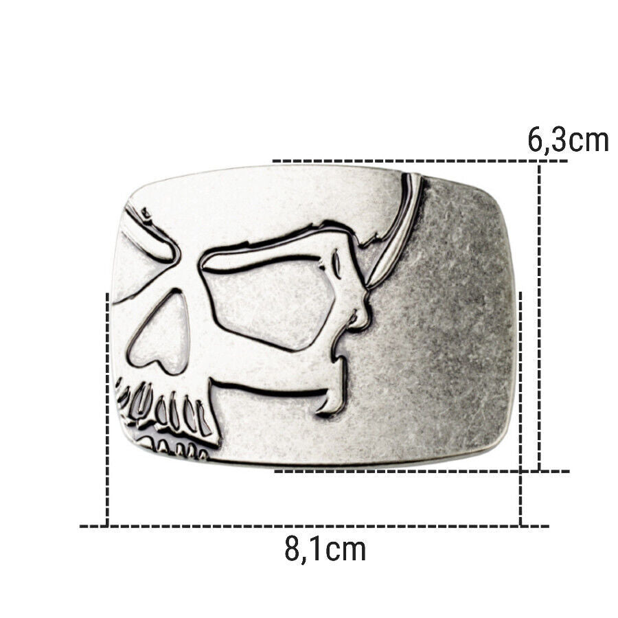 GÜRTELSCHNALLE METAL SKULL BIKER MÄNNER BELT BUCKLE TOTENKOPF SILBER GÜRTEL GRAU