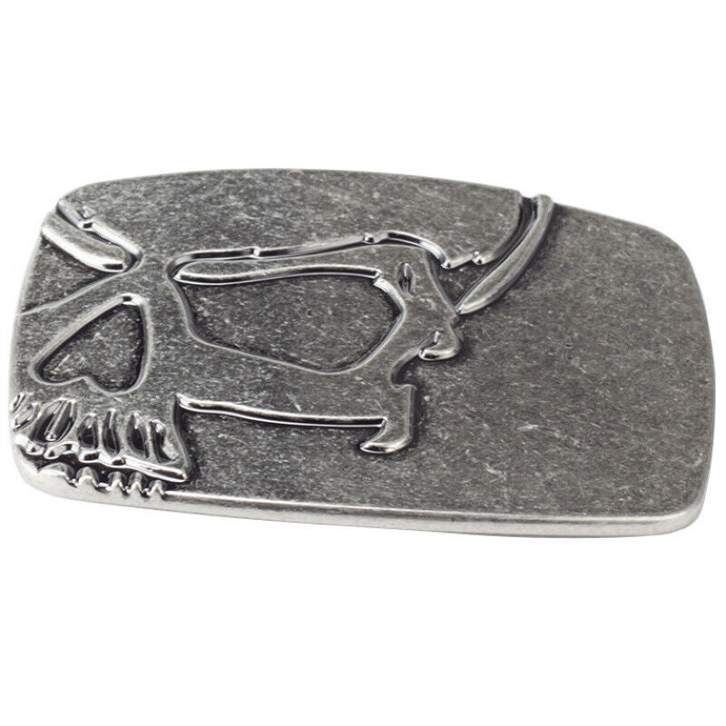 GÜRTELSCHNALLE METAL SKULL BIKER MÄNNER BELT BUCKLE TOTENKOPF SILBER GÜRTEL GRAU