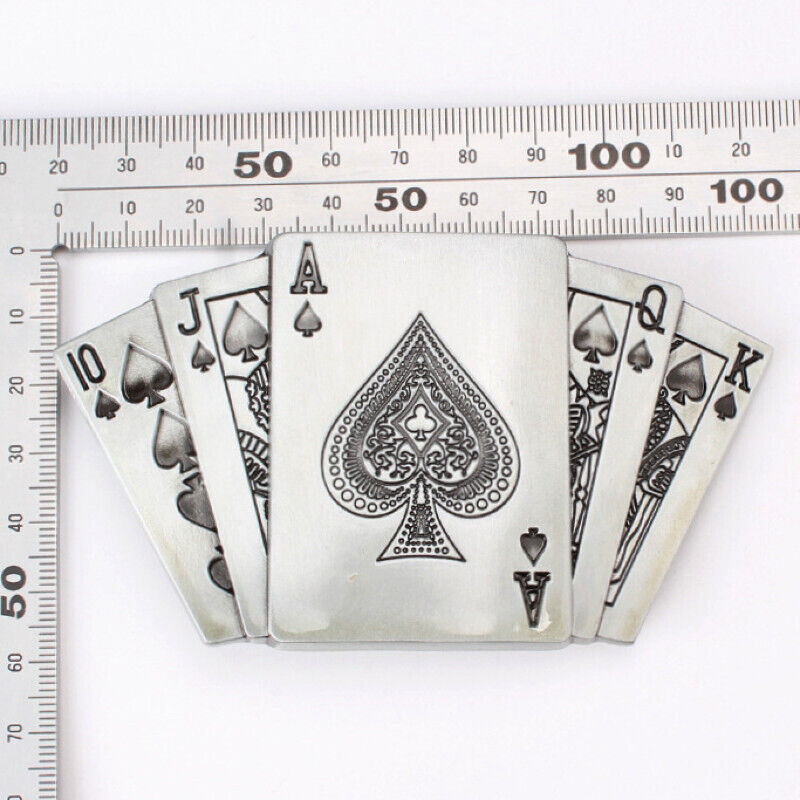 GÜRTELSCHNALLE METAL BELT BUCKLE POKER KARTEN MÄNNER GÜRTEL SILBER SCHWARZ
