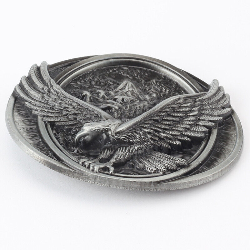 GÜRTELSCHNALLE METAL BIKER MÄNNER BUCKLE BELT COWBOY ADLER GÜRTEL GRAU BERGE