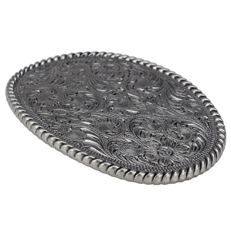 GÜRTELSCHNALLE METAL COWBOY WESTERN MÄNNER BELT BUCKLE SILBER GÜRTEL GRAU BLUME