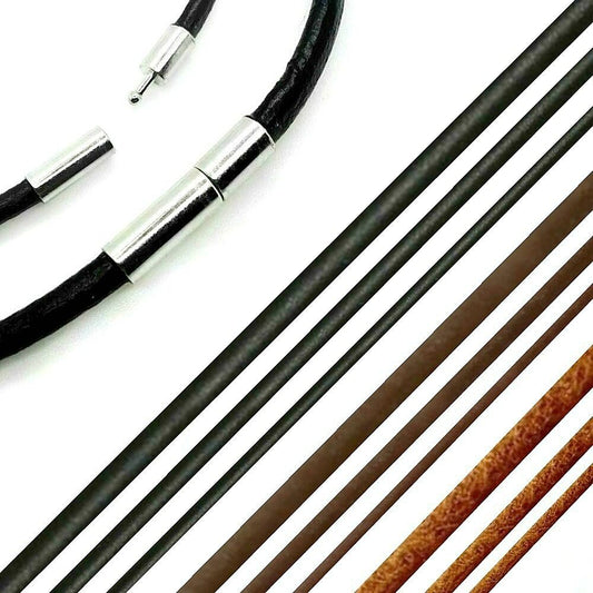 19CM - 80CM LEDER HALSKETTE KETTE SCHWARZ BRAUN LEDERKETTE HALSBAND LEDERBAND
