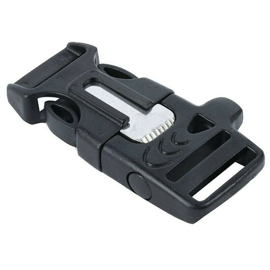 PARACORD SCHNALLE SCHWARZ SCHNALLEN PFEIFE FEUERSTEIN FEUERSTARTER SURVIVAL FIRE