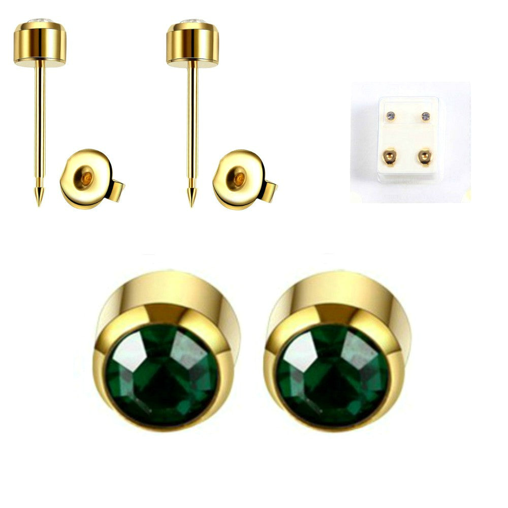 1 PAAR MEDIZINISCHE OHRSTECKER GESUNDHEITSSTECKER OHRRING OHRRINGE STEIN GOLD