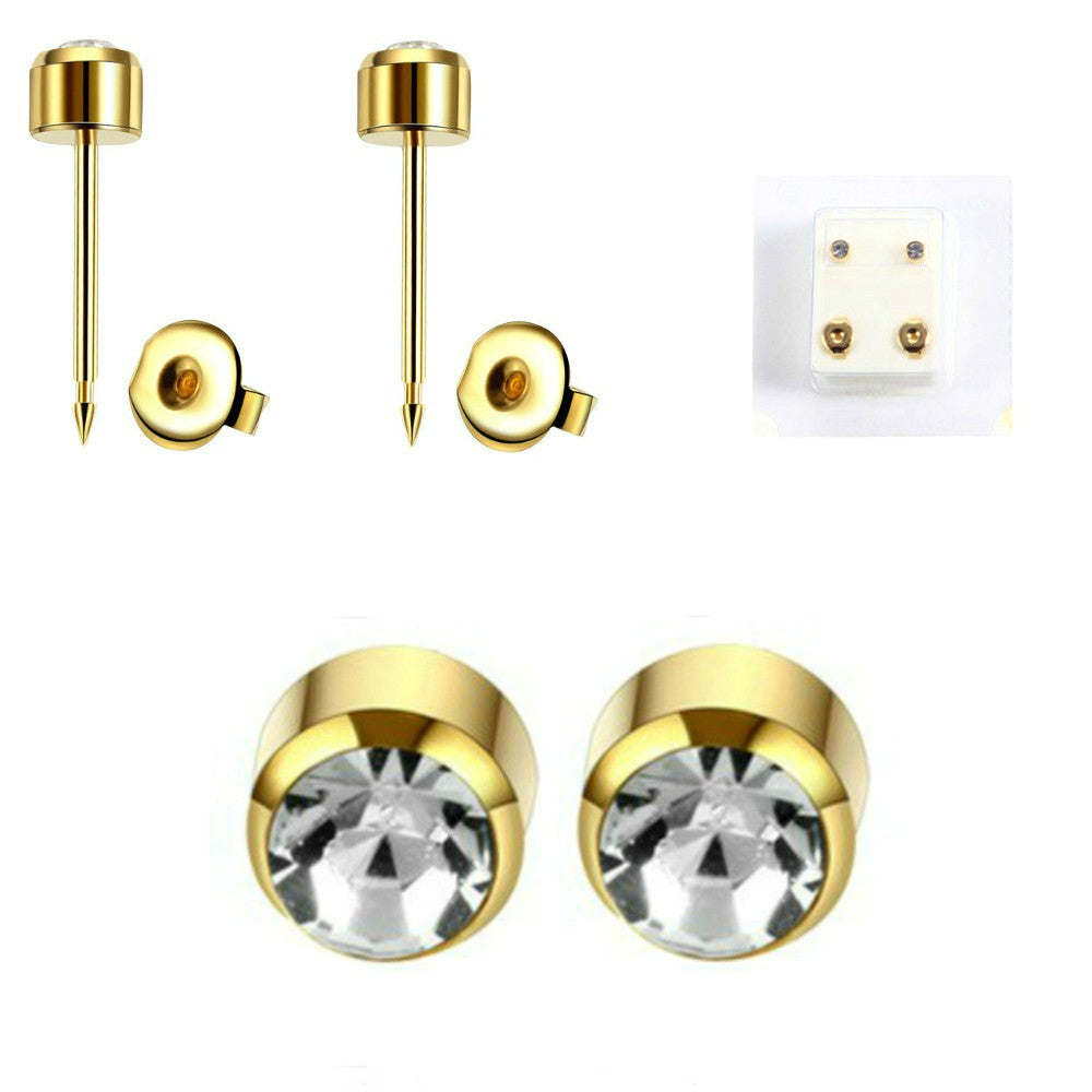 1 PAAR MEDIZINISCHE OHRSTECKER GESUNDHEITSSTECKER OHRRING OHRRINGE STEIN GOLD